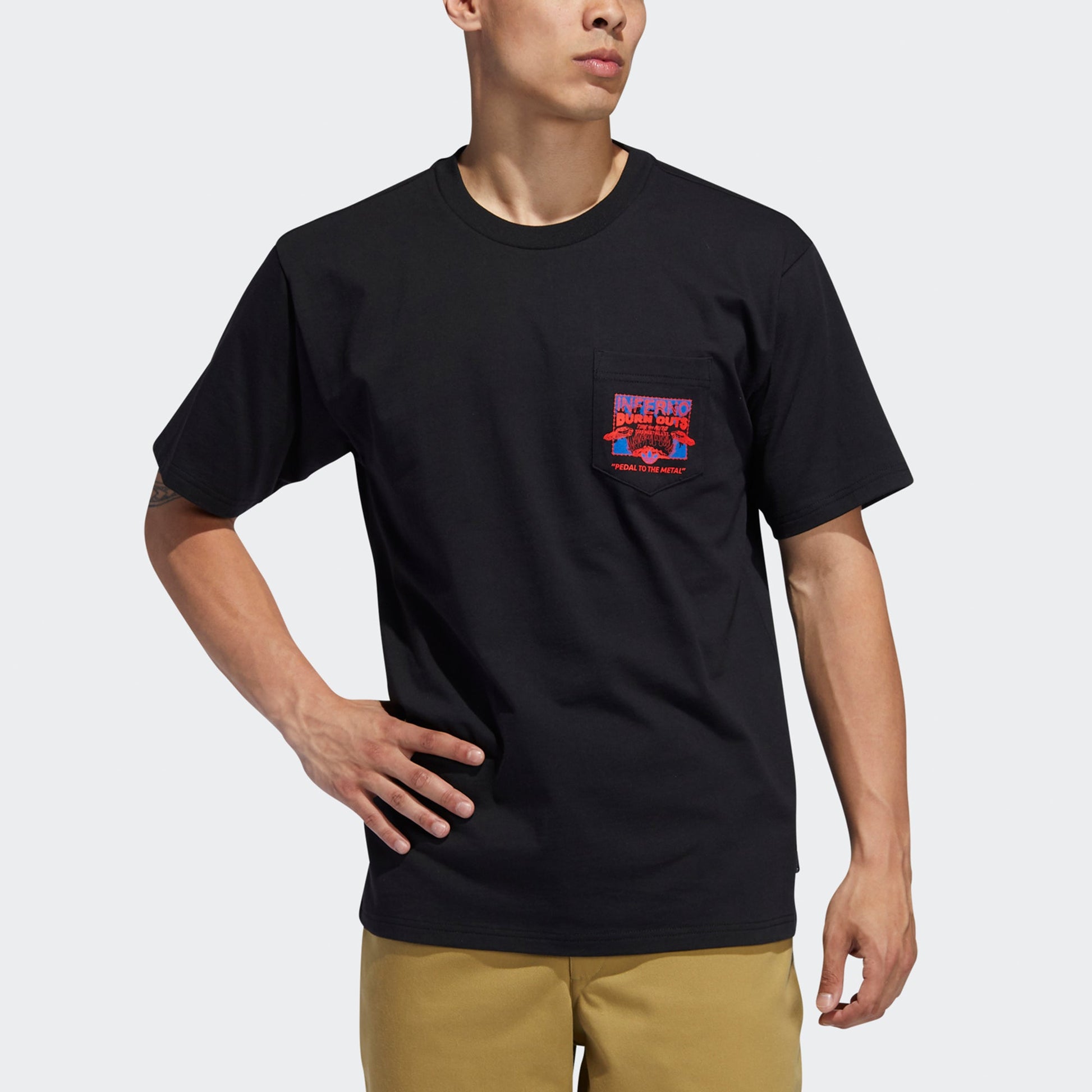 adidas originals Casual Sports Pocket Round Neck Short Sleeve Black FM7304