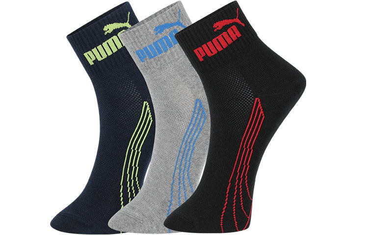 PUMA Casual Short Socks 3 Pack 'Black Grey Red Blue Yellow' 701223916-003