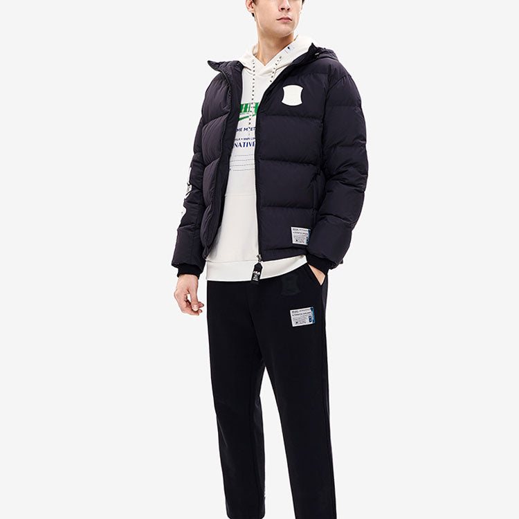 FILA x MIHARA YASUHIRO Collaborative Oversized Hooded Down Jacket 'Black White Blue' F11M243904F-BK