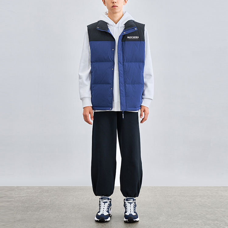 Skechers Logo Small Patchwork Sports Stand Collar Down Vest 'Multi-Color' L321M193