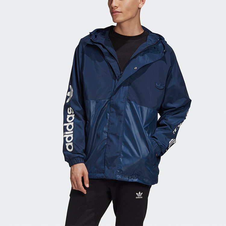 adidas originals Regen Windproof hooded Zipper Jacket Navy Blue GE1336