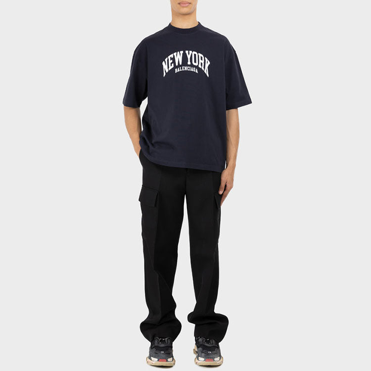 Balenciaga Cities New York T-Shirt Medium Fit 'Navy' 612966TLVM23967