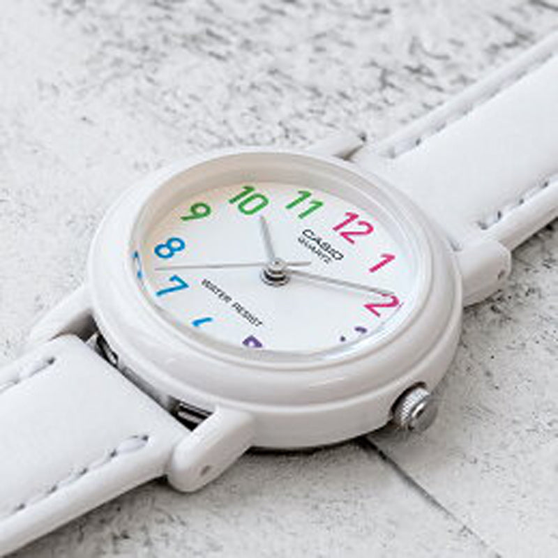CASIO Classic Fashion Elegant Minimalistic Macaron Waterproof Retro Quartz Leather Strap Watch White Analog LQ-139L-7BJH