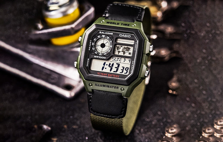 CASIO G Shock Square Sport Quartz Men Sports Mens Black Digital AE-1200WHB-3B