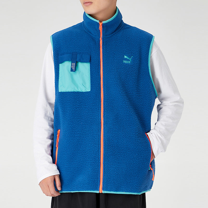 PUMA XTG Trail Fleece Full Zip Pocket Vest 'Blue Orange' 596728-65