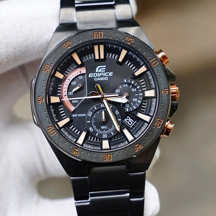 CASIO Quartz EDIFICE Stainless Steel Strap Mens BlackGold Analog EFR-563DC-1A