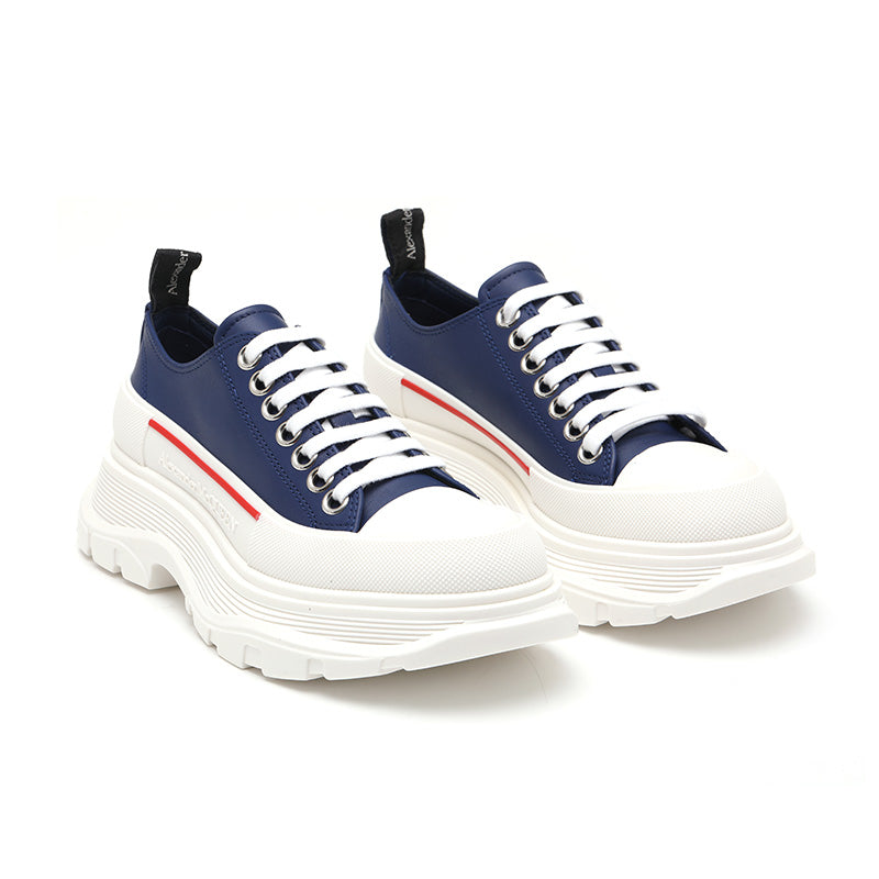(WMNS) Alexander McQueen Tread Slick Sneakers 'Navy White Red' 702042WHZ624687