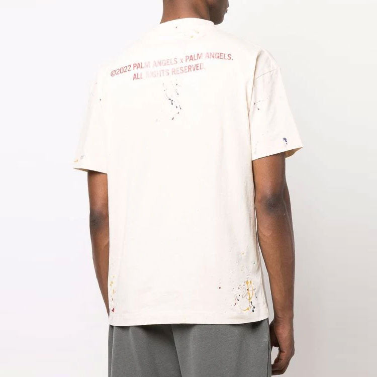 Palm Angels Palm Tree Painted T-shirt 'Off White Red' PMAA001S22JER0030325