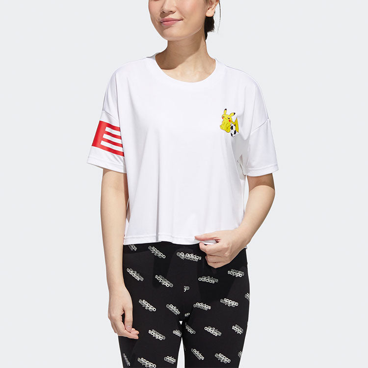 (WMNS) adidas Pokemon Cropped Jersey 'White Red' GN3005