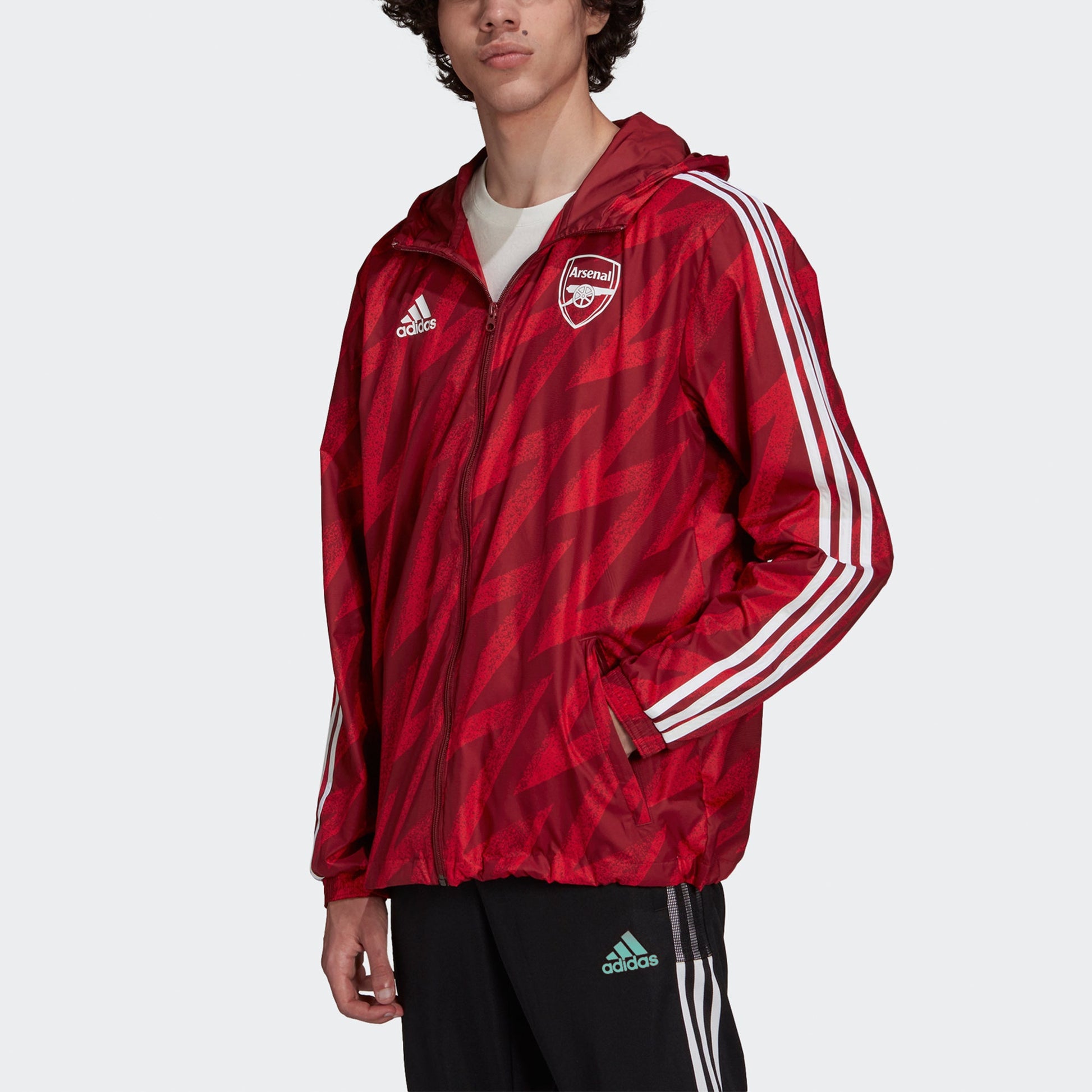 adidas Afc Windbreakra Arsenal Soccer/Football Training Sports hooded Logo Jacket Deep Red GR4196