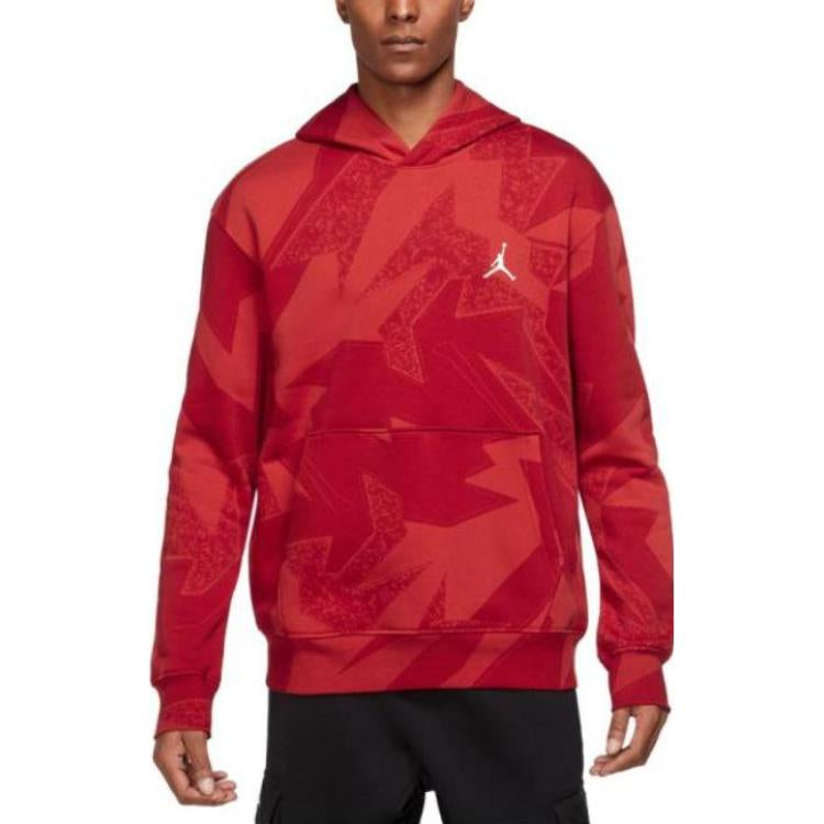 Men's Air Jordan Back Basketball Printing Kangaroo Pocket Hooded Long Sleeves Red DQ7507-612