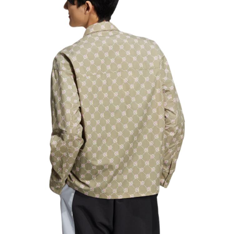 Men's adidas neo Full Print Lapel Jacket Autumn Brown HM2039