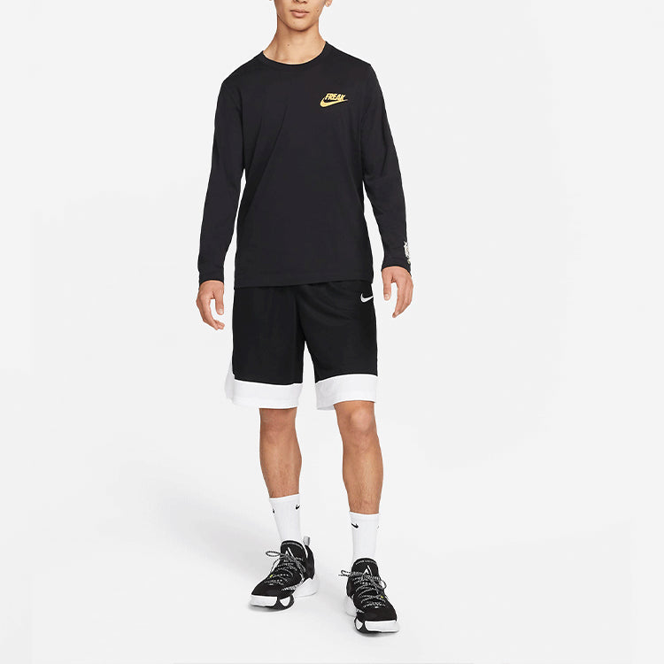 Men's Nike Logo Printing Basketball Round Neck Long Sleeves Black T-Shirt DN2943-010