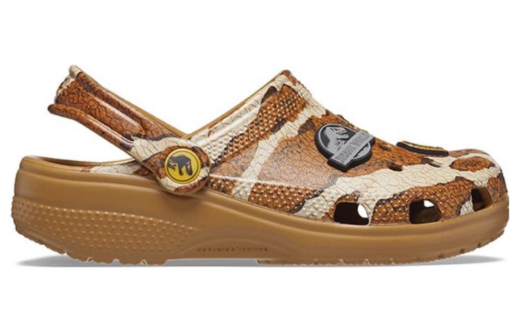 (GS) Crocs Jurassic World Classic Clogs 'Brown White' 208860-202