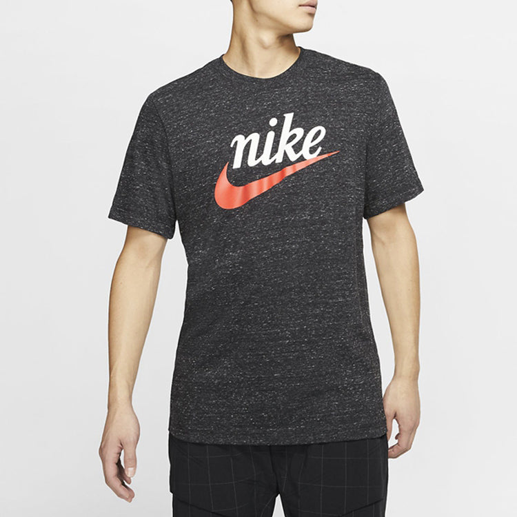 Nike Sportswear Heritage Alphabet Logo Printing Short Sleeve Black CK2382-010