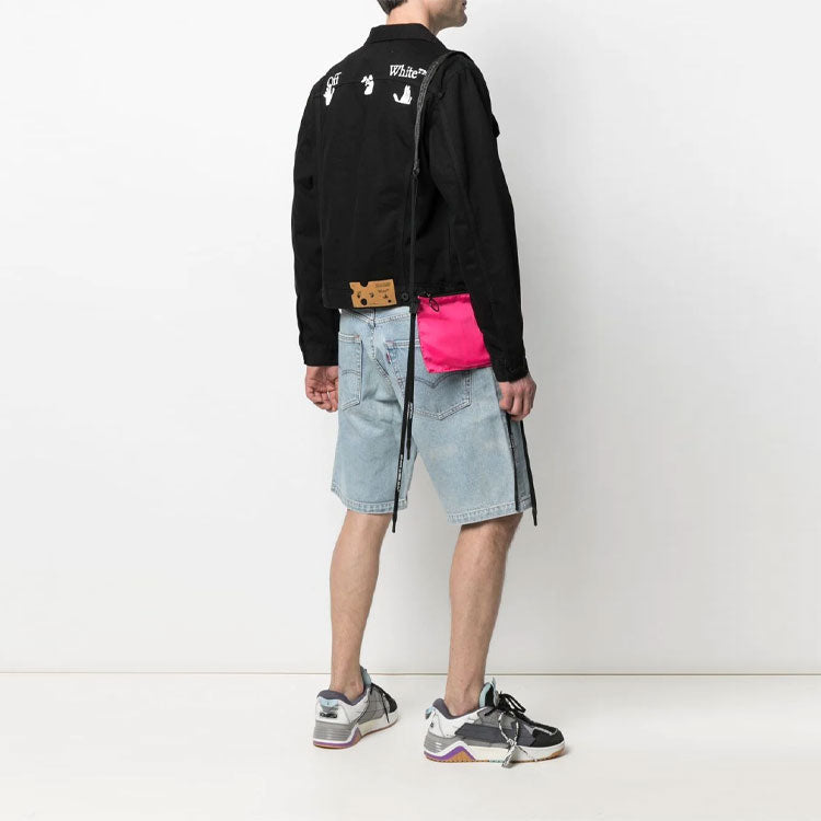 Off-White SS21 Logo Printing Denim Jacket Loose Fit Black OMYE054S21DEN0061001