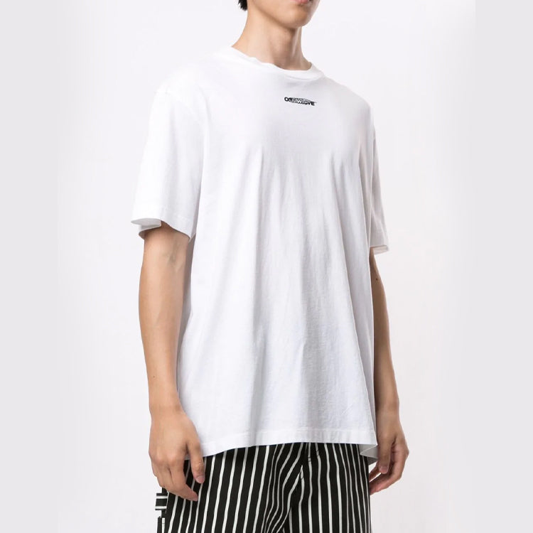 Men's Off-White Logo Pattern Printing White T-Shirt OMAA038E20JER0070110