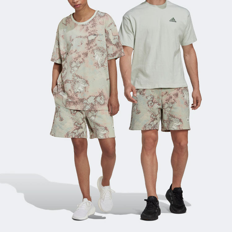 adidas Printing Lacing Straight Casual Shorts Unisex Green HG6440