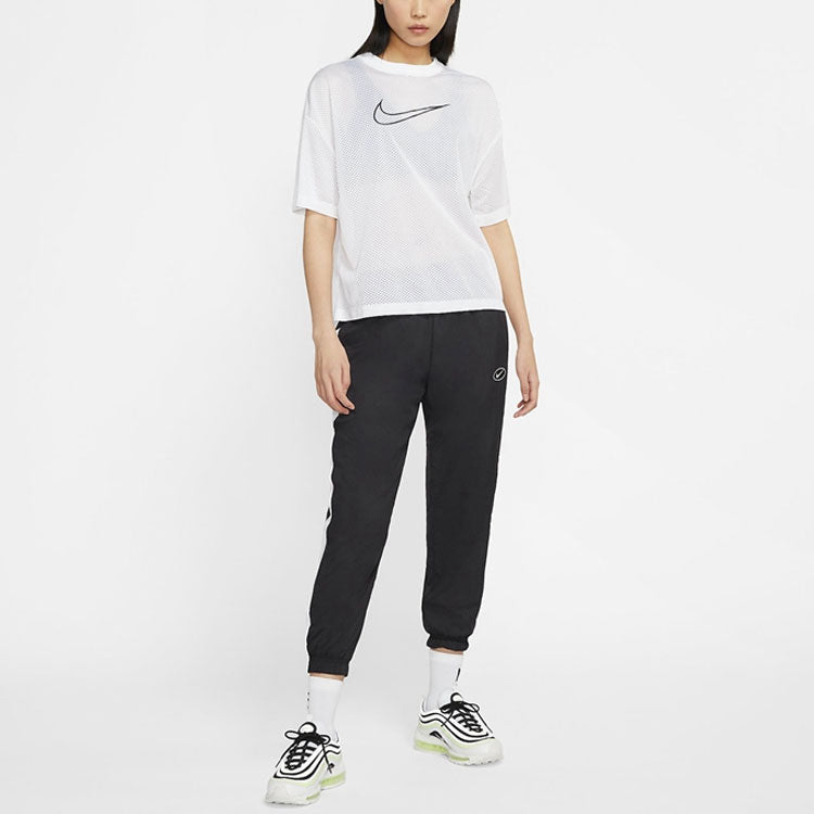 (WMNS) Nike Training Sports Mesh Breathable Quick Dry Short Sleeve White CK1457-100