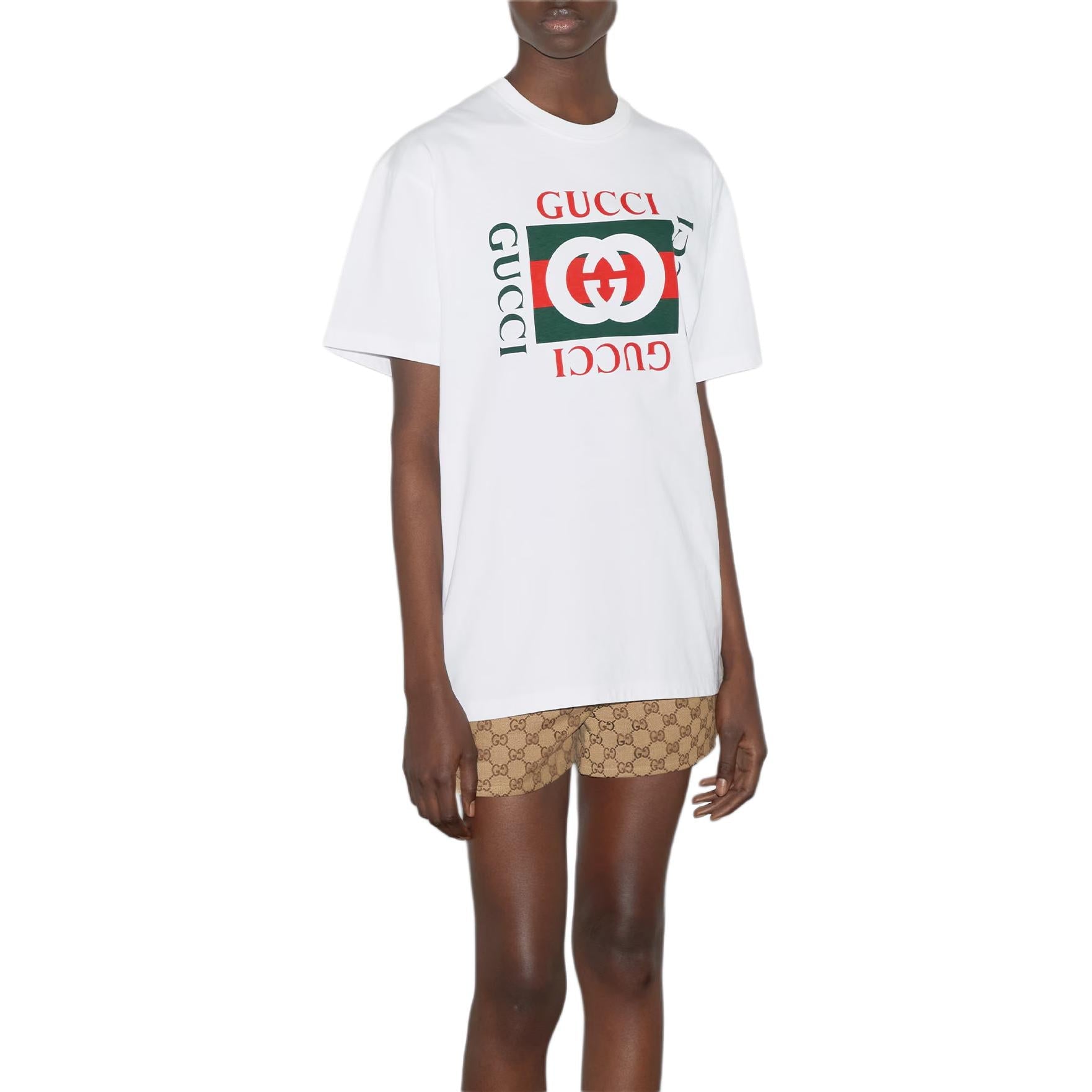 (WMNS) Gucci Print Cotton Jersey T-Shirt 'White' 788093-XJGL3-9669