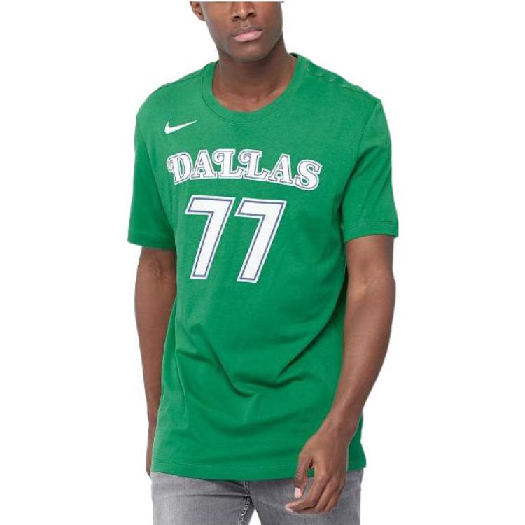 Nike Basketball Logo Round Neck Short Sleeve Dallas Mavericks Doncic No. 77 Green CT9911-315