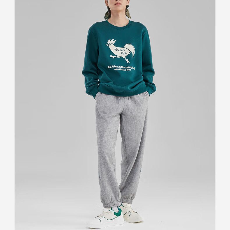 Skechers Casual Graphic Crew Sweater 'Green White' L423U074-02ZG