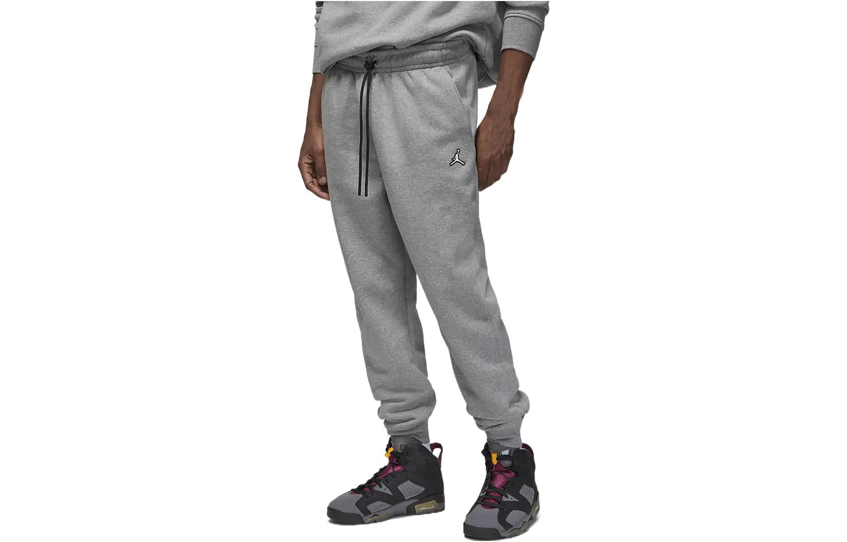 Air Jordan Solid Color Embroidered Drawstring Casual Pants/Trousers Men's Grey DQ7341-091