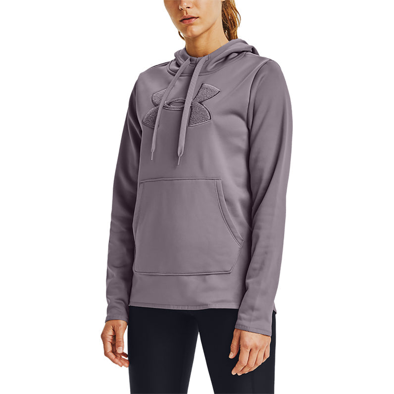 (WMNS) Under Armour Logo Fleece Hoodie Gray Purple 1360295-585