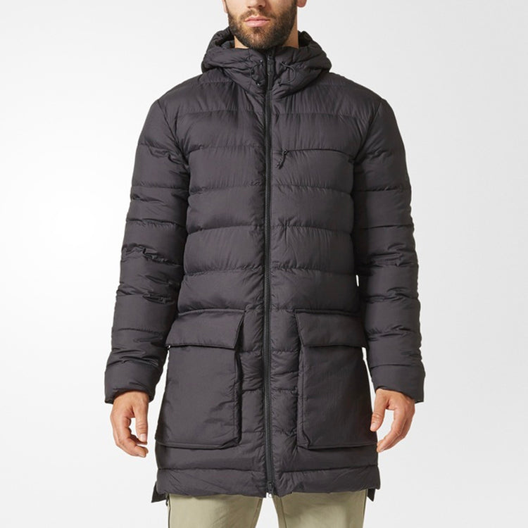 adidas Outdoor Stay Warm hooded mid-length Down Jacket Black BS0998