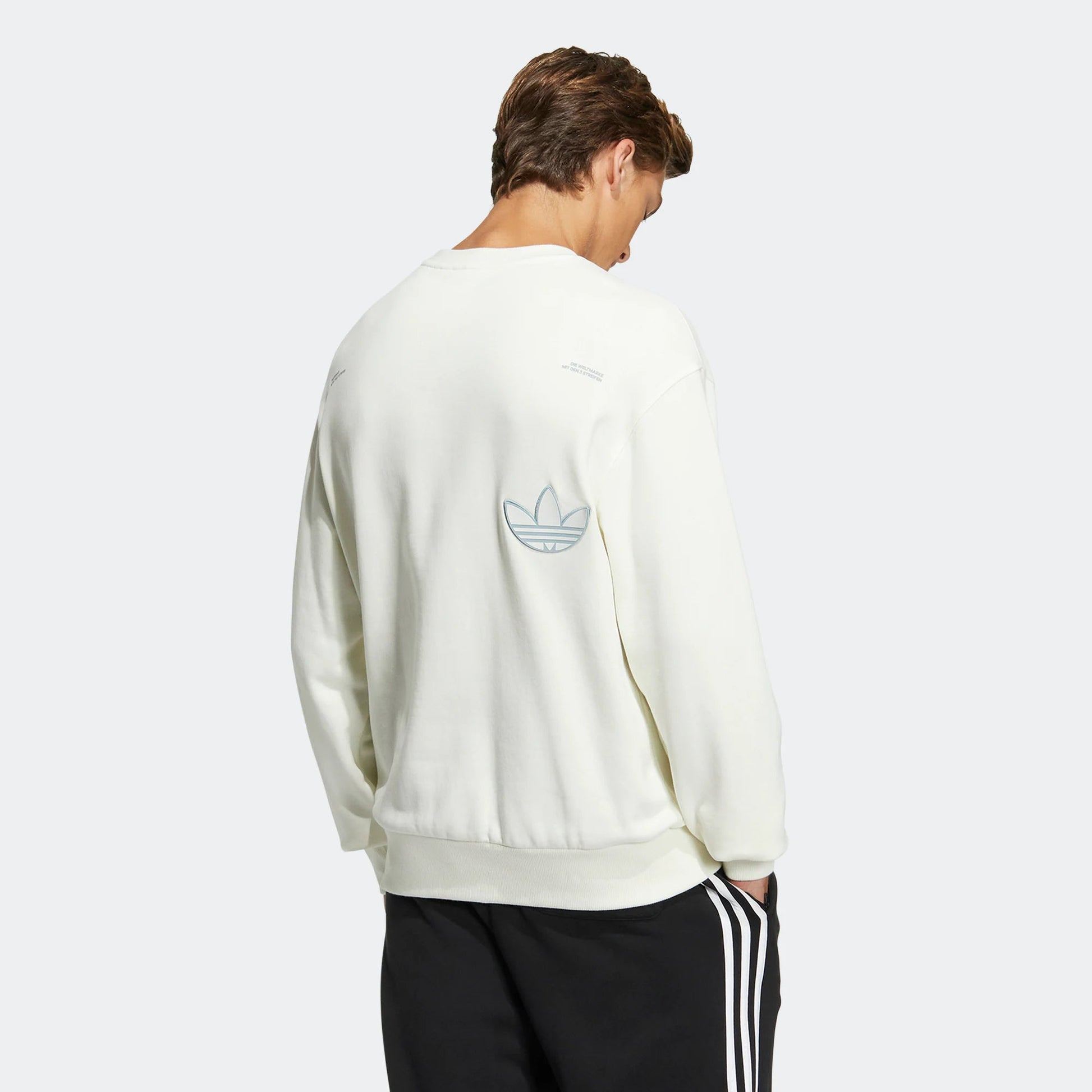 adidas originals Adicolor Crew Chest Printing Round Neck Pullover Long Sleeves Creamy White HS1995