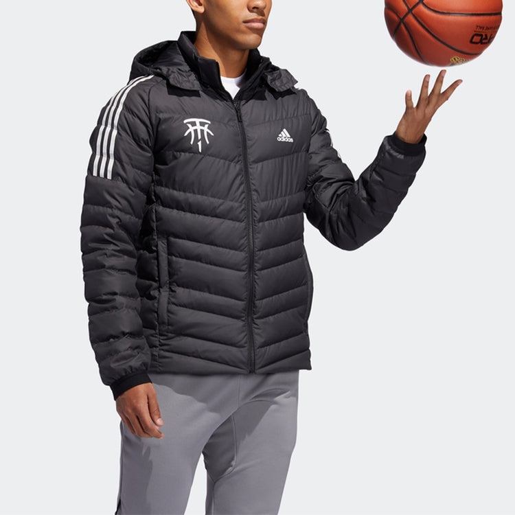 adidas Tmac Down Jkt Basketball Training Sports hooded Stay Warm Down Jacket Black EI9712