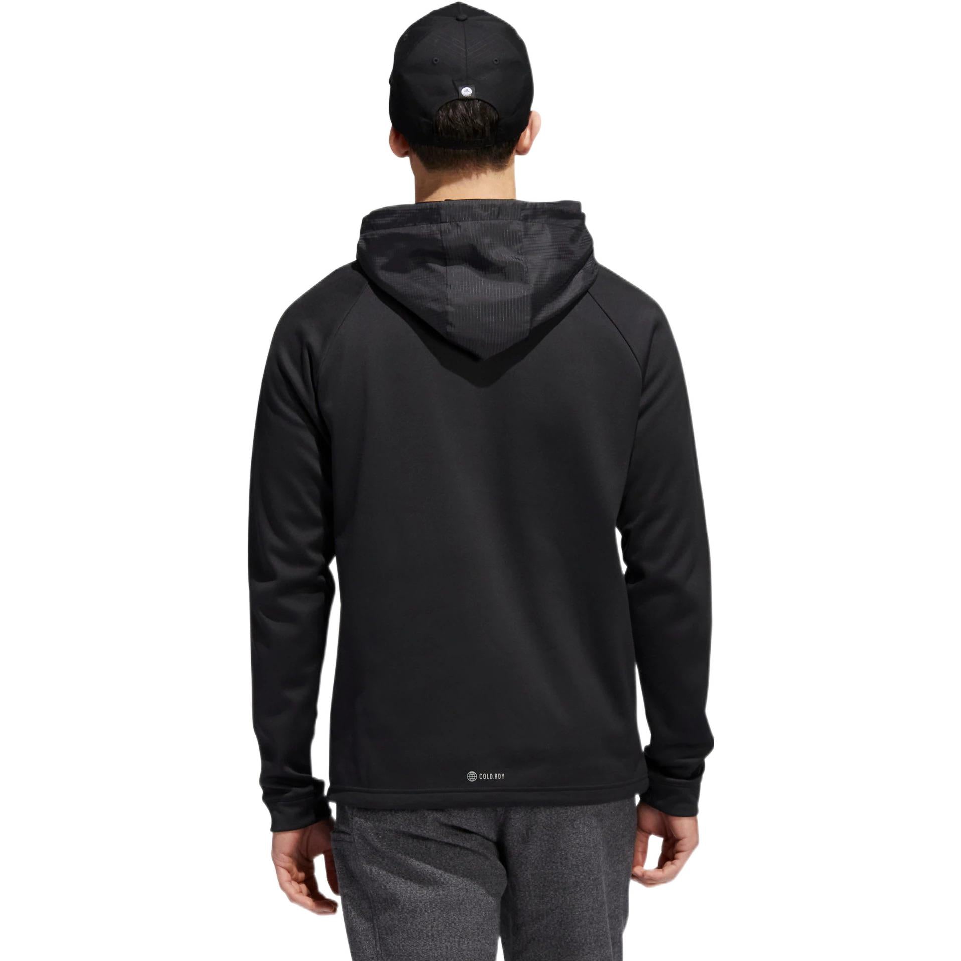 Men's adidas Cold.rdy Solid Color Stripe Pullover Hooded Long Sleeves Black HI3847