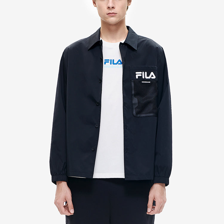 Men's FILA Alphabet Logo Athleisure Casual Sports Jacket Black F11M229402F-BK
