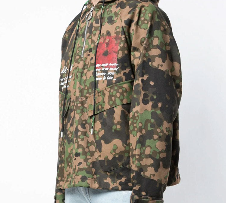 Off-White MONALISA Printing Zipper Hooded pullover Men Camo OMEA175S19D070059920