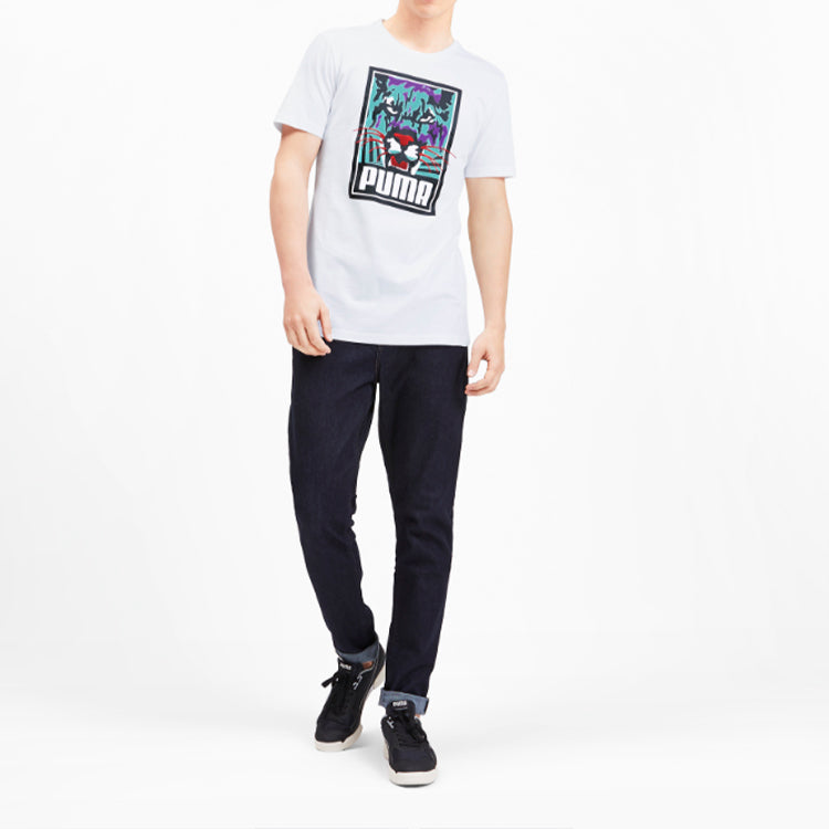 PUMA logo Printing Short Sleeve White 596037-02