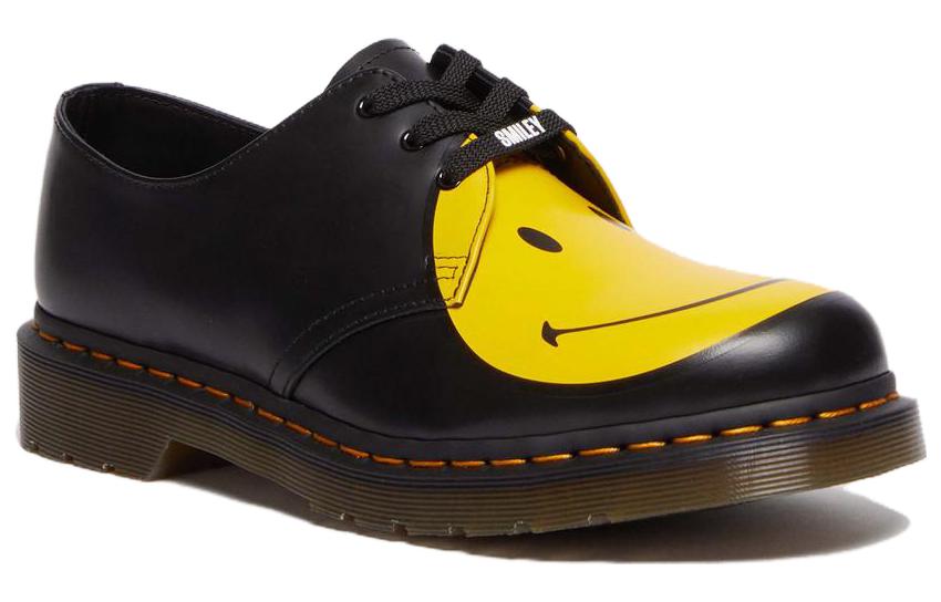 (WMNS) Dr.Martens 1461 Smiley Smooth Leather Oxford Shoes 'Black Yellow' 31390005