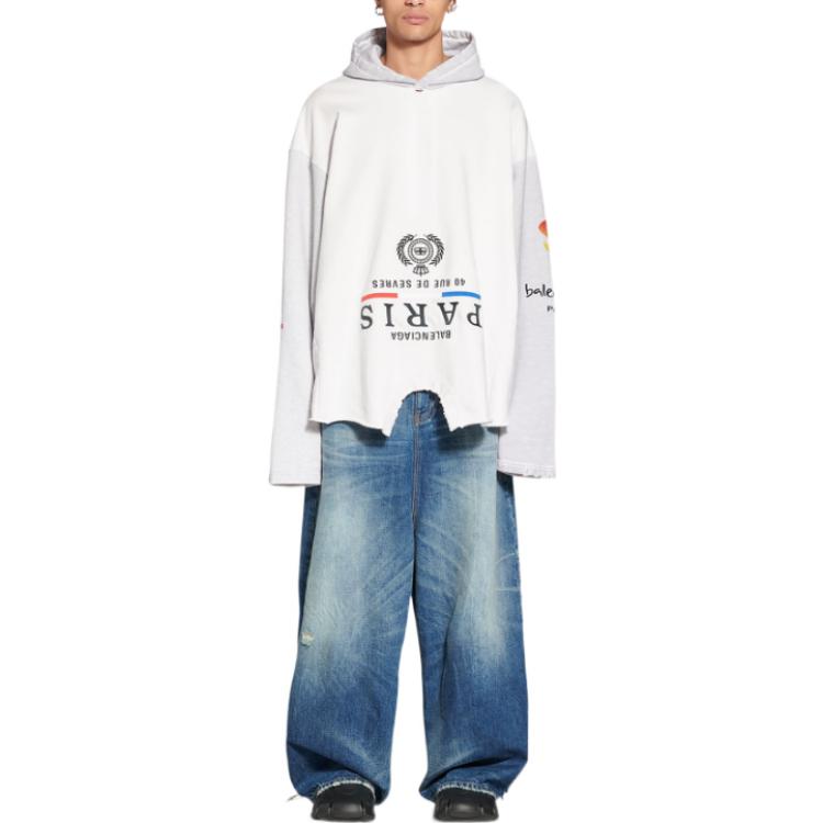 Balenciaga Paris Upside Down Hoodie Oversized 'White' 698156TMVD19000