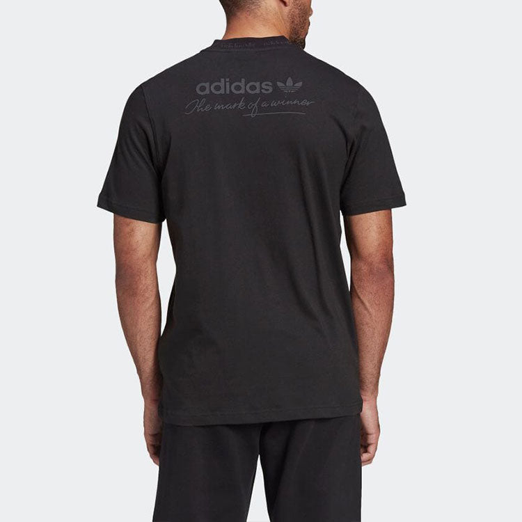 Men's adidas originals Solid Color Alphabet Logo Printing Straight Short Sleeve Japanese Version Black T-Shirt HM2660