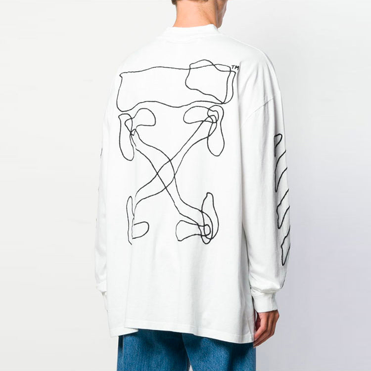 Off-White SS21 Arrow Logo Pattern Half Zipper Long Sleeves Loose Fit White 0MAB031F191850110110