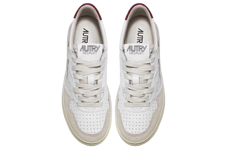 (WMNS) AUTRY Medalist Low Leather and Suede 'White Beige Red' AULW-LS48