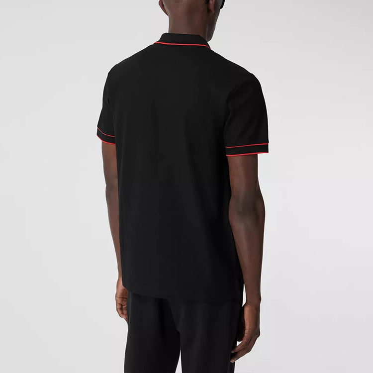 Men's Burberry Stripe Short Sleeve Polo Shirt Black 80333961