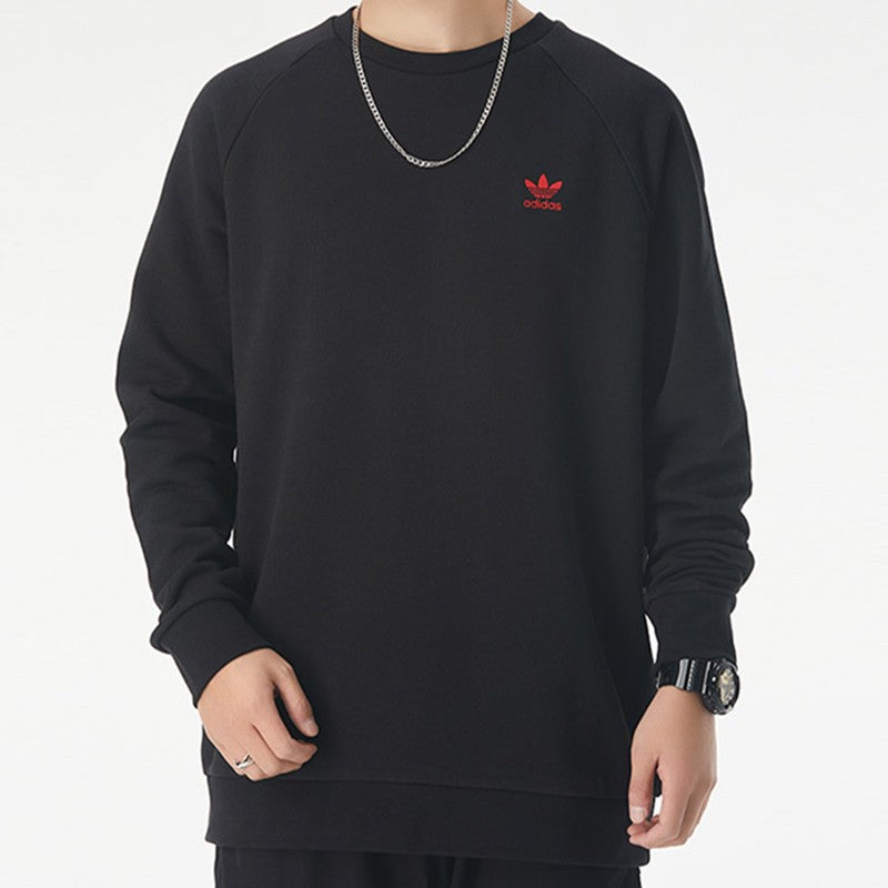 adidas originals logo Loose raglan sleeve Pullover Round Neck Black GD2540