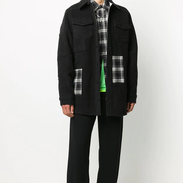 Off-White Plaid Pockets Buttoned Oversized Shirt OMEA227E20FAB0021001