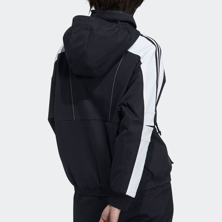 (WMNS) adidas Stripe Colorblock Hooded Jacket Black GP0634
