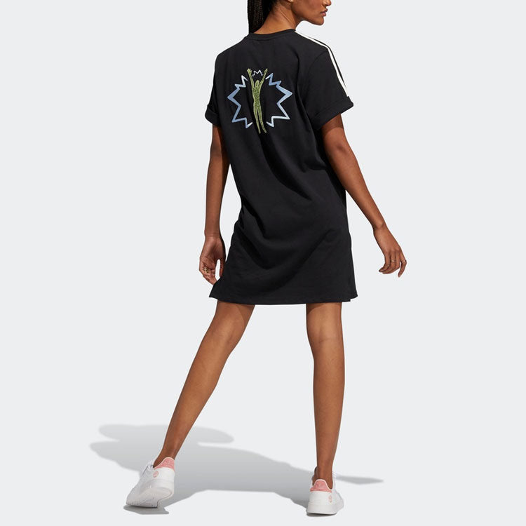 (WMNS) adidas originals Round-neck Short Sleeve Dress Black H43973