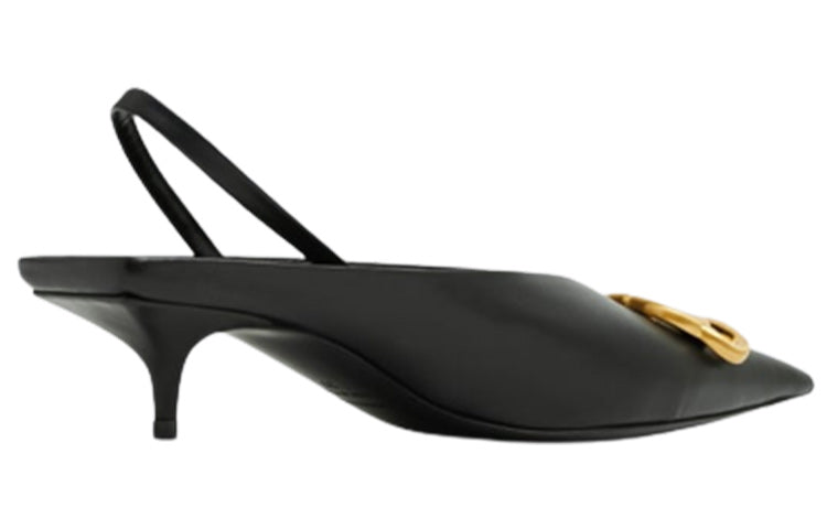 (WMNS) Balenciaga BB Square Knife Slingback pumps 'Black' 691740WAWNC1088