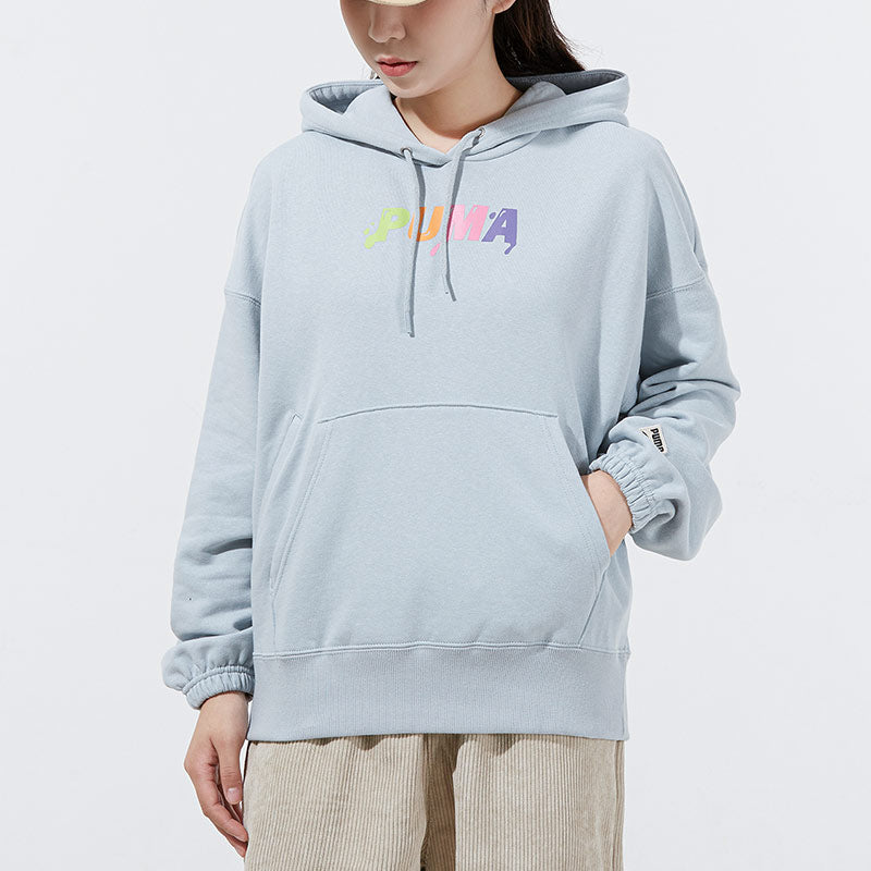 (WMNS) PUMA Downtown Logo Hoodie 'Teal' 533049-71