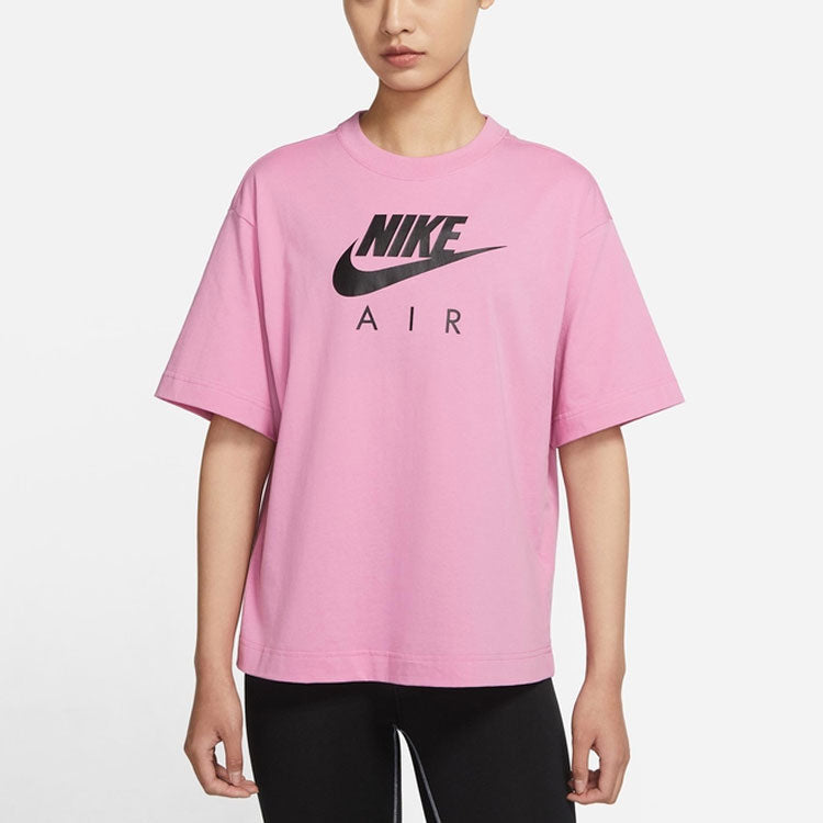 (WMNS) Nike Air Logo Printing Width Loose Sport Short Sleeve 'Pink' DB3841-693