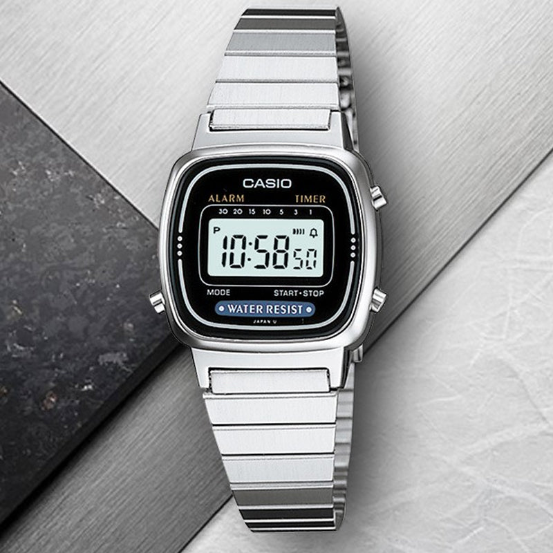CASIO Quartz Waterproof Unisex Silver Digital LA670WD-1