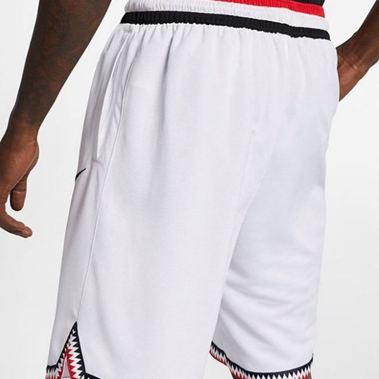 Nike Contrasting Colors Side Sports Basketball Loose Shorts White AT3151-100